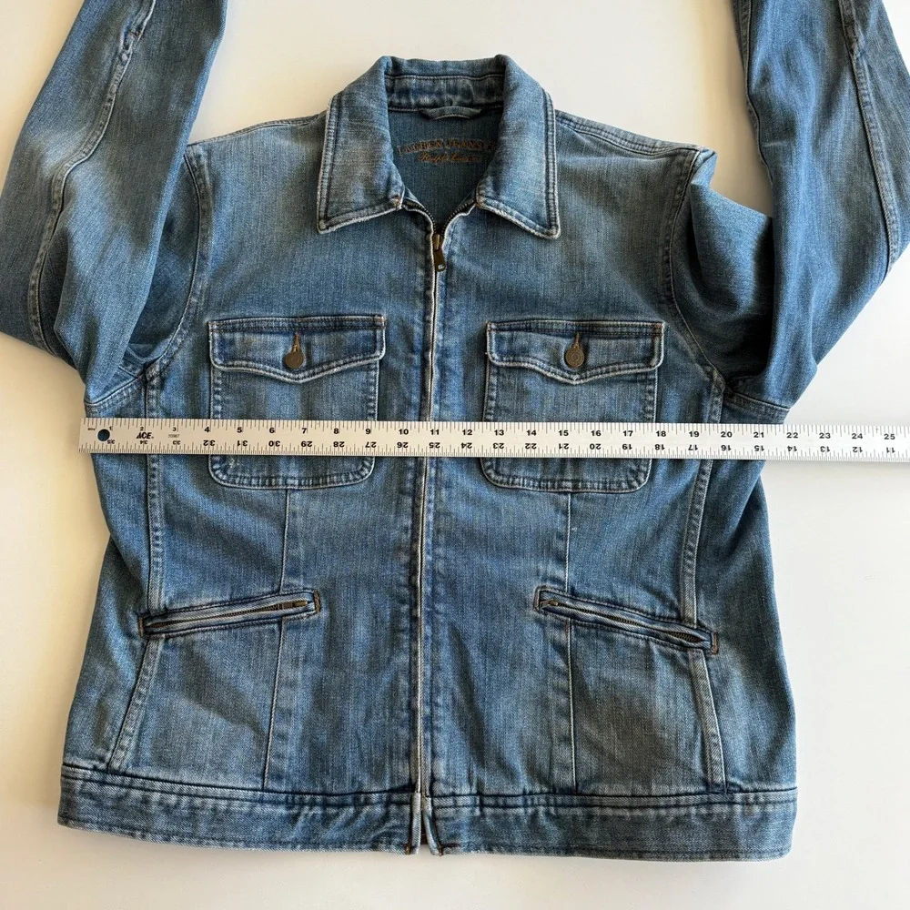 Ralph Lauren Jeans Co Zip‎ Front Denim Medium Wash Trucker Jacket XL - Picture 6 of 8